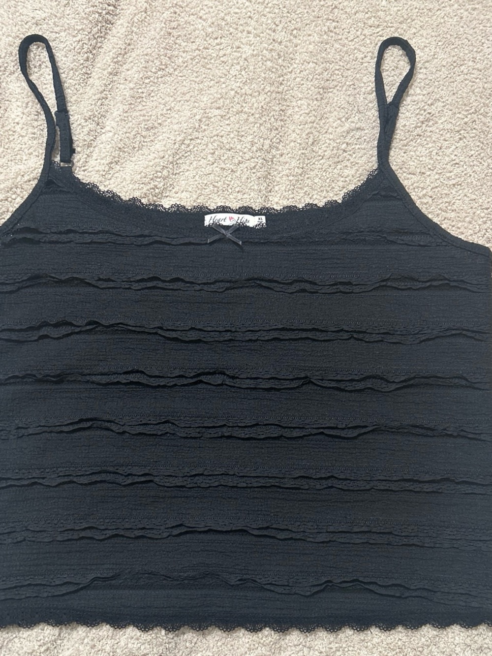 Heart Hips Black Ruffle Cami Tank Top